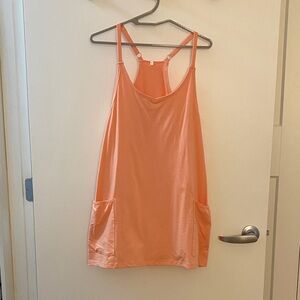 Orange Sleeveless Dress with Pockets